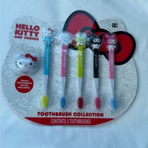 Hello Kitty & Friends Toothbrush Collection + Travel Cover 5 Count NIB Authentic